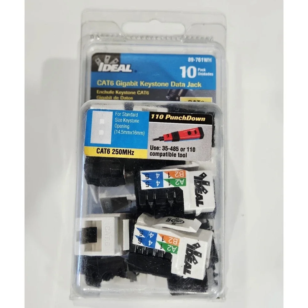 10-PACK Ideal Electrical 89-761WH CAT6e Keystone Data Modular Jack White 10pc